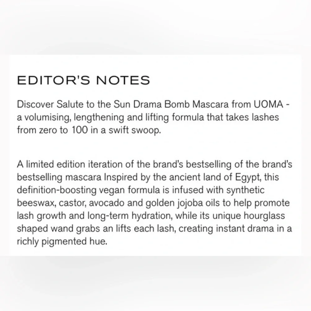 UOMA BEAUTY Drama Bomb Mascara BNIB Full size; 13 ml